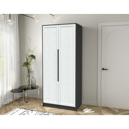 Шкаф распашной Тренд КТ-Ш2 (Антрацит ЛДСП/ Дуб полярный ЛМДФ) Ш918 В2128 Г547